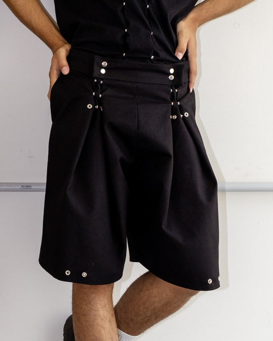Pantalón botones doble pinza Negro