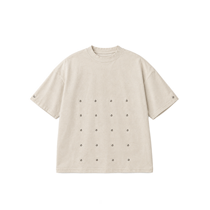 Camiseta botones efecto pinza Blanco roto