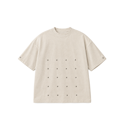 Camiseta botones efecto pinza Blanco roto