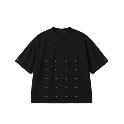 Camiseta botones efecto pinza Negra