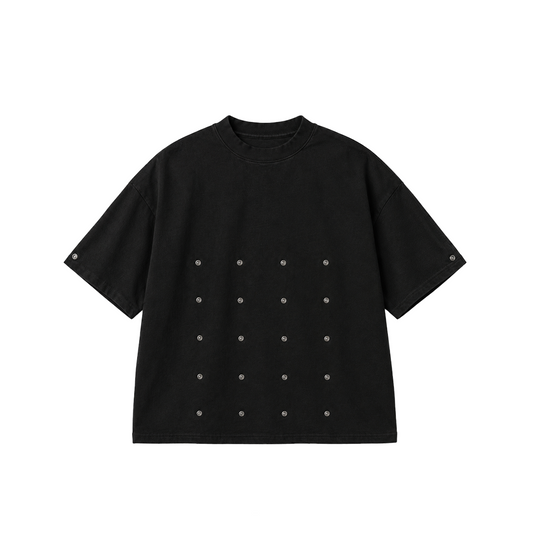 Camiseta botones efecto pinza Negra