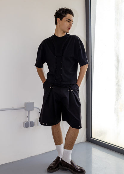 Pantalón botones doble pinza Negro
