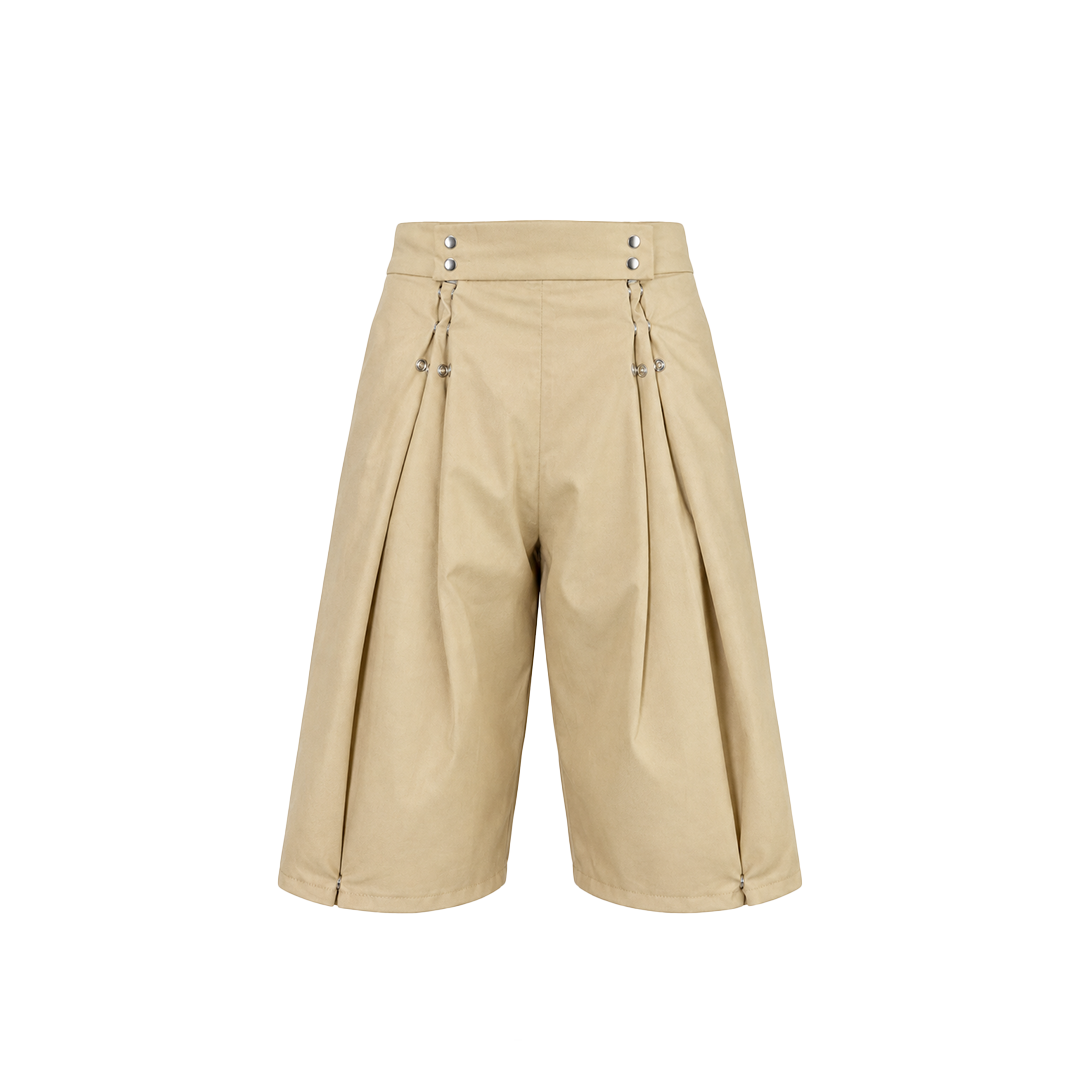 Pantalón botones doble pinza Beige