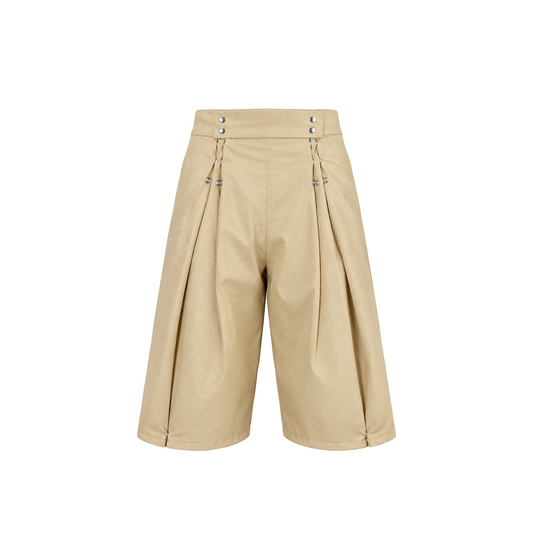 Pantalón botones doble pinza Beige