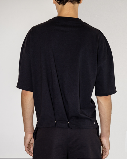 Camiseta botones efecto pinza Negra