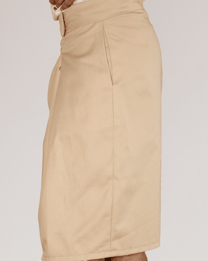 Pantalón botones doble pinza Beige